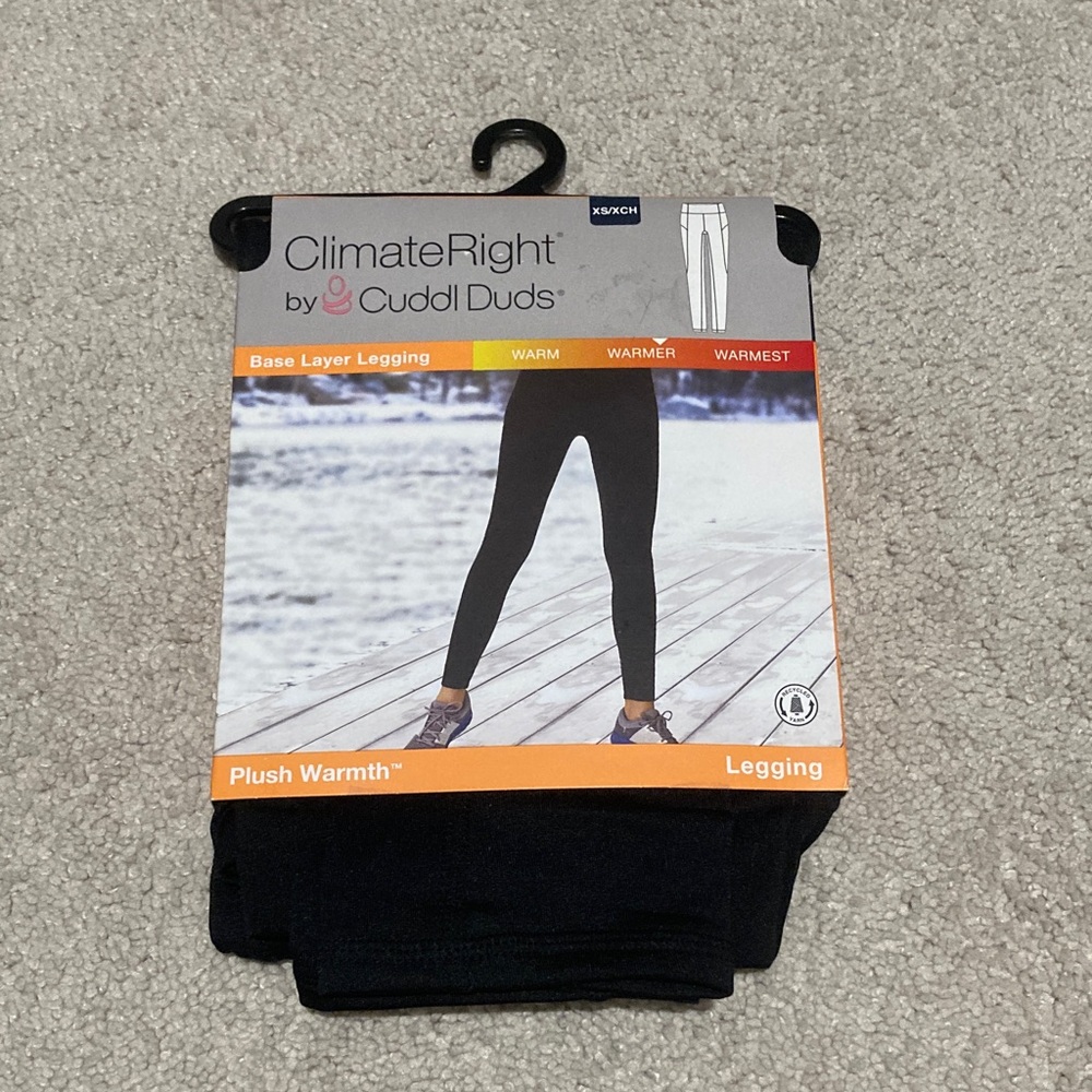 Cuddl Duds Black Plush Warmth Leggings